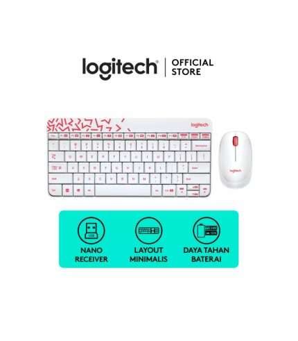 Logitech MK240 Wireless Keyboard and Mouse Nano Combo White