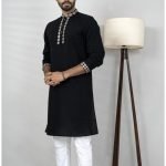 Aubergine Black Men Panjabi: punjabi collection