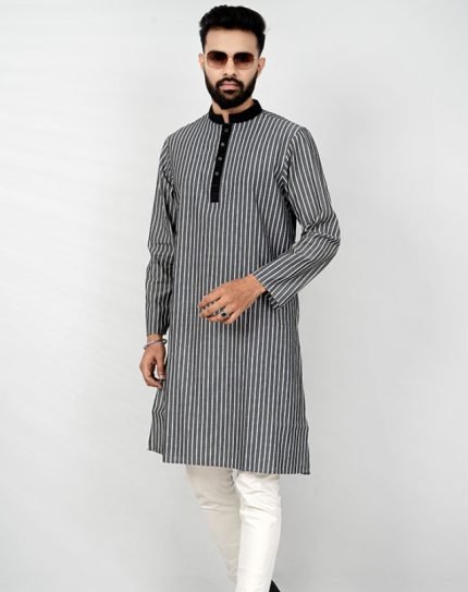 B&W Stripe Men Panjabi: Punjabi Collection