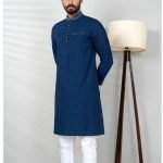 Indigo Stripe Men Panjabi: Punjabi Collection
