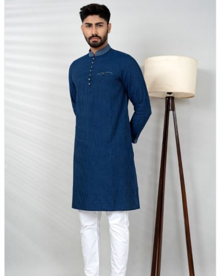 Indigo Stripe Men Panjabi: Punjabi Collection