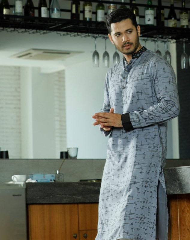 SLATE GRAY MEN PANJABI: Punjabi Collection