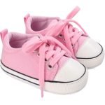 Baby Sneaker Style Shoes Rubber Sole Lace Closure - Pink