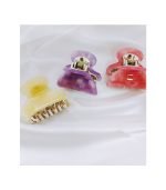 Stylish Hair Clip Set in Golden, Purple, Pink - Zinc & Plastic