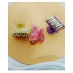 Stylish Hair Clip Set in Golden, Purple, Pink - Zinc & Plastic Hair Clip