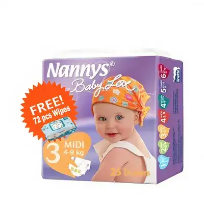 Nannys Baby Love Diaper Belt 3 Midi 4-9 kg (Free Wipes 72 pcs)